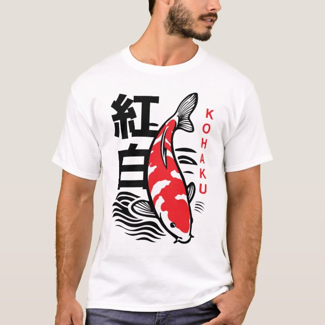 Camiseta Ilustrada de Koi Fish Kohaku Japonês (Frente)