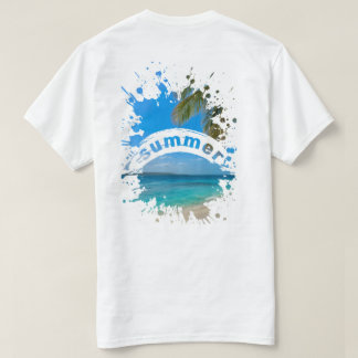 Camiseta Ilustrada de Verão com Efeito de Splash n