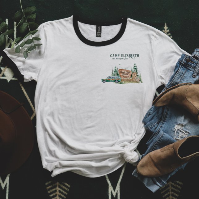 Camiseta Ilustrado de Acampamento | Damas de Honra da Noiva (Criador carregado)