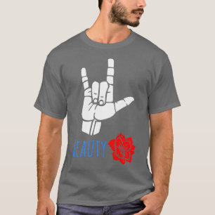 Camiseta ILY assina beleza mais flor Sinal de flor ASL Lang