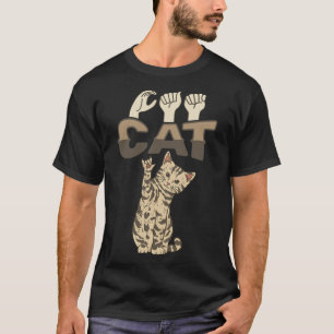 Camiseta ILY Cat ASL Gesto manual surdo audição perda de au