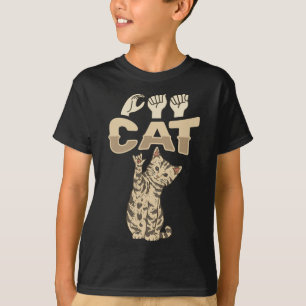 Camiseta ILY Cat ASL Gesto manual surdo audição perda de au