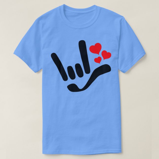 Camiseta ILY I Love You With Red Heart ASL American Sign La (Frente do Design)