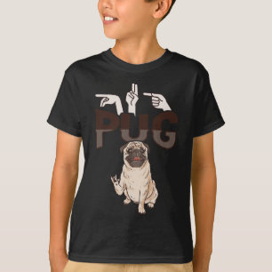 Camiseta ILY Pug ASL Gesto manual surdo perda auditiva Awar
