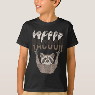 Camiseta ILY Racoon ASL Gesto de Mão Surda Perda de Audiênc