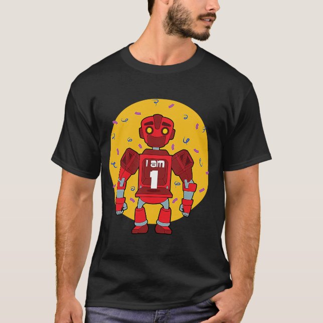Camiseta Im 1 Birthday Themed Robot (Frente)