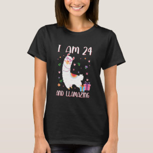 Camiseta I'm 24 Llamazing Alpaca Girl Llama Happy 24th Birt
