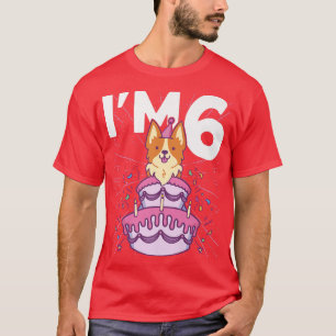 Camiseta Im 6 Bday Dog Party Kids 6th Birthday Corgi Dog912