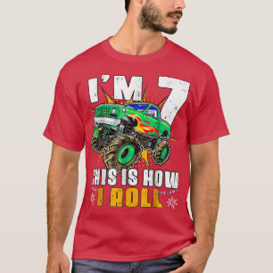 Camiseta I'm 7 This Is How I Roll Monster Truck 7th Birthda