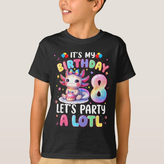 Camiseta I'm 8th Birthday Girl Cute Axolotl 8 Year Old Bday (Frente)