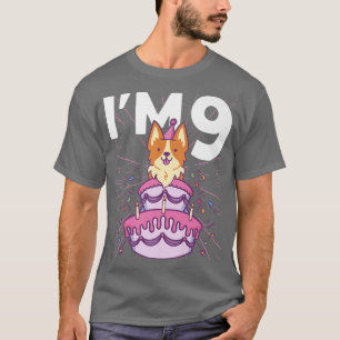 Camiseta Im 9 Bday Dog Party Kids 9 Birthday Corgi Dog510