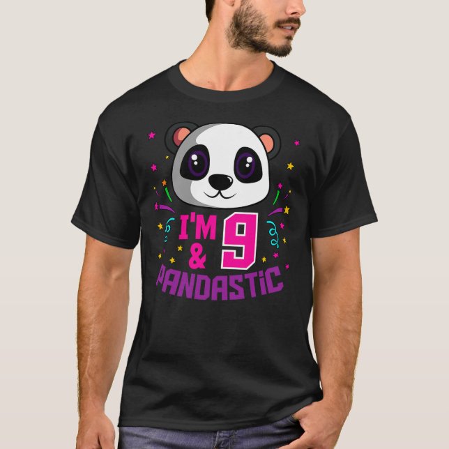 Camiseta I'm 9 & Pandastic Birthday Party Panda Bday Celebr (Frente)
