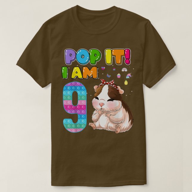 Camiseta I'm 9 Years Old 9th Birthday Guinea Pig Girls Pop  (Frente do Design)