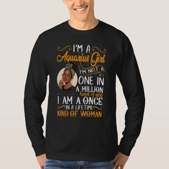 Camiseta I'm A Aquarius Girl Black Women January February B (Frente)