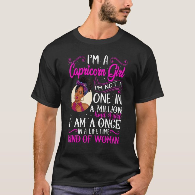 Camiseta I'm A Capricorn Girl Black Women December January  (Frente)