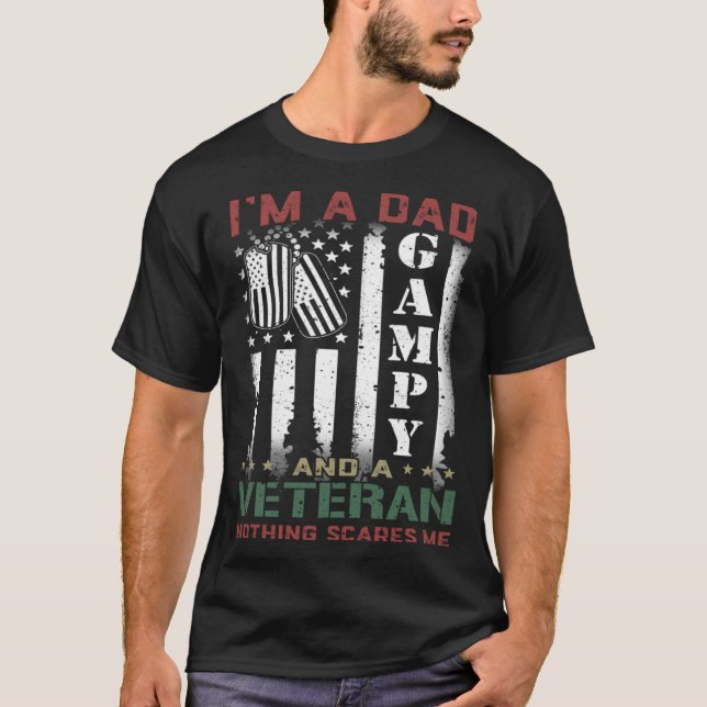 Camiseta I'm A Dad Gampy And A Veteran Nothing Scares Me Fl (Frente)