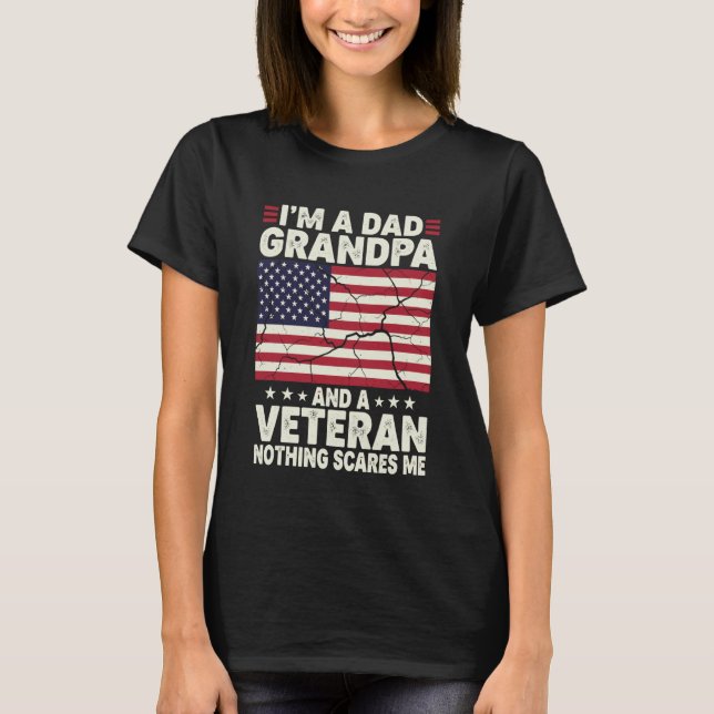 Camiseta I'm a Dad Grandpa and Veteran Nothing Scares Me Fa (Frente)