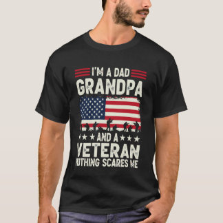 Camiseta I'm a Dad Grandpa and Veteran Nothing Scares Me Fa