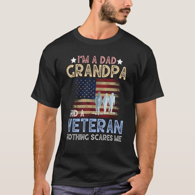 Camiseta I'm A Dad Grandpa And Veteran Retro For Papa Grand (Frente)