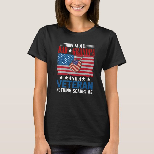 Camiseta I'm a Dad Grandpa & Veteran Nothing Scares Me Amer (Frente)