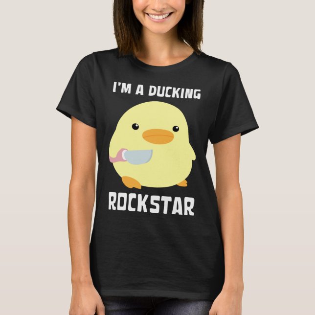 Camiseta I'm A Ducking Rockstar   Duck With Knife Meme (Frente)