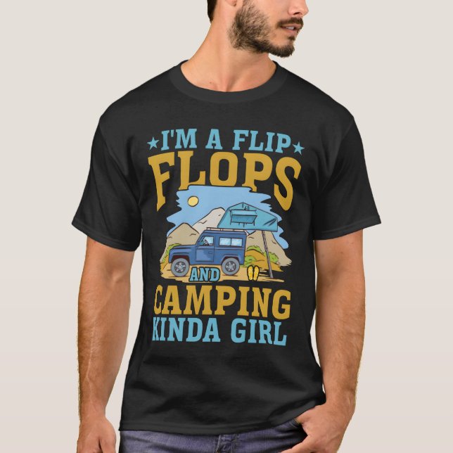 Camiseta Im A Flip Flops And Camping Kinda Girl retro (Frente)