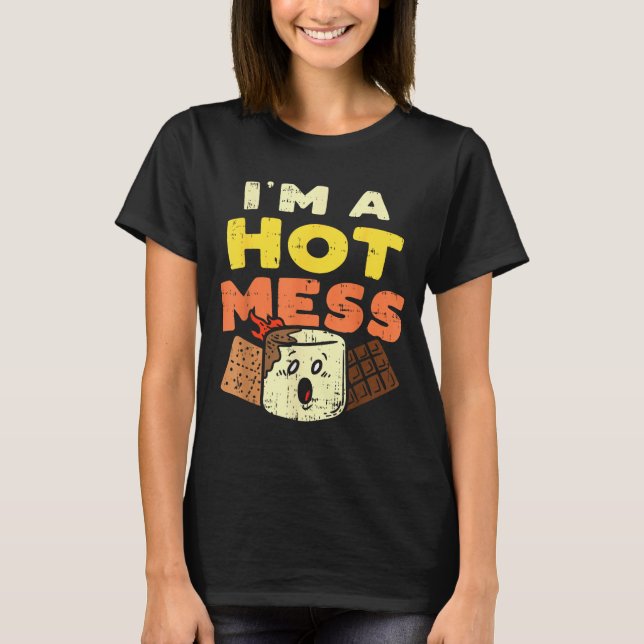 Camiseta Im A Hot Mess Marshmallow Smores Summer Campfire C (Frente)