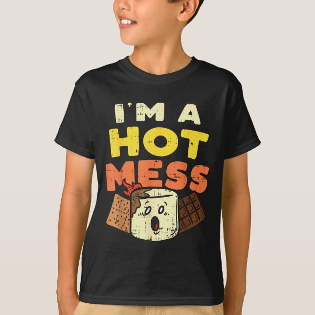 Camiseta Im A Hot Mess Marshmallow Smores Summer Campfire C (Frente)