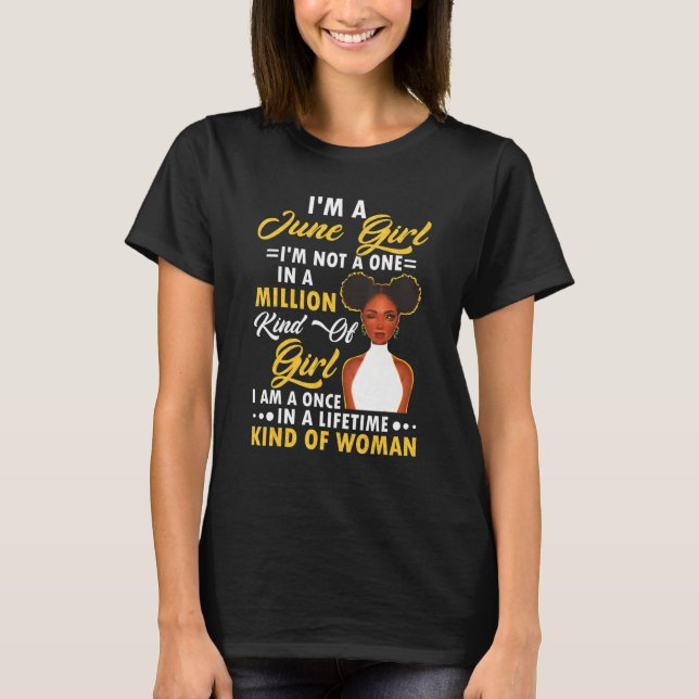 Camiseta I'm A June Girl Black Women Shirt June Girl_1 (Frente)