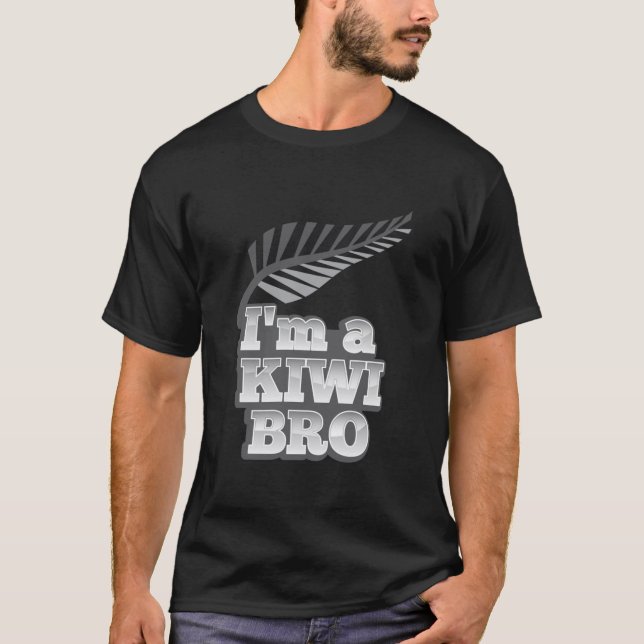 Camiseta im a KIWI Bro New Zealand with silver fern Fitted  (Frente)