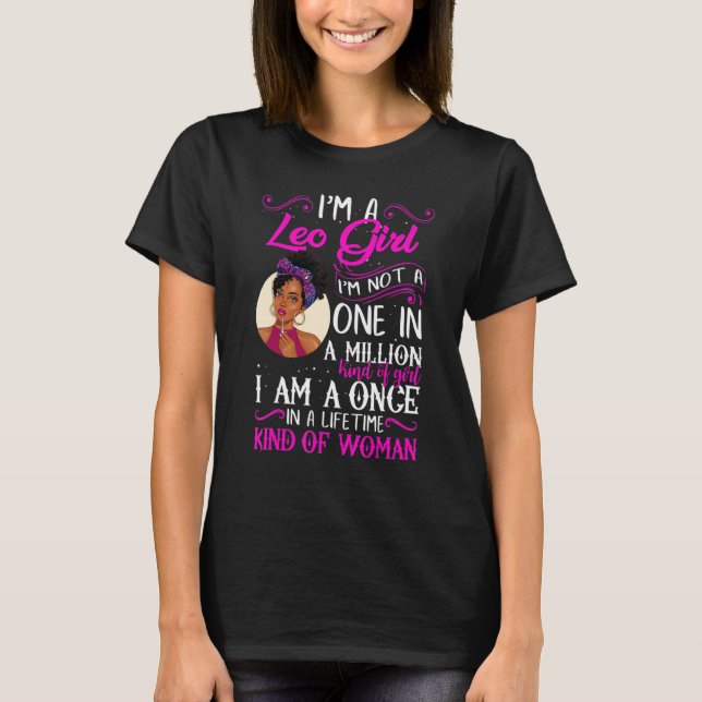 Camiseta I'm A Leo Girl Black Women July August Bday_1 (Frente)