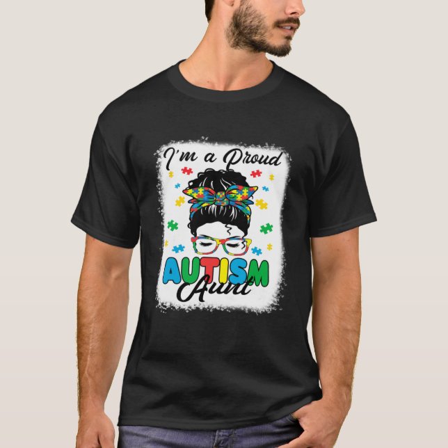 Camiseta I'm A Proud Autism Aunt Love Heart Autism Awarenes (Frente)