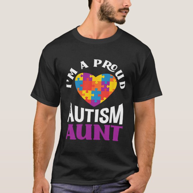 Camiseta I'm A Proud Autism Aunt Puzzle Heart Autism Awaren (Frente)