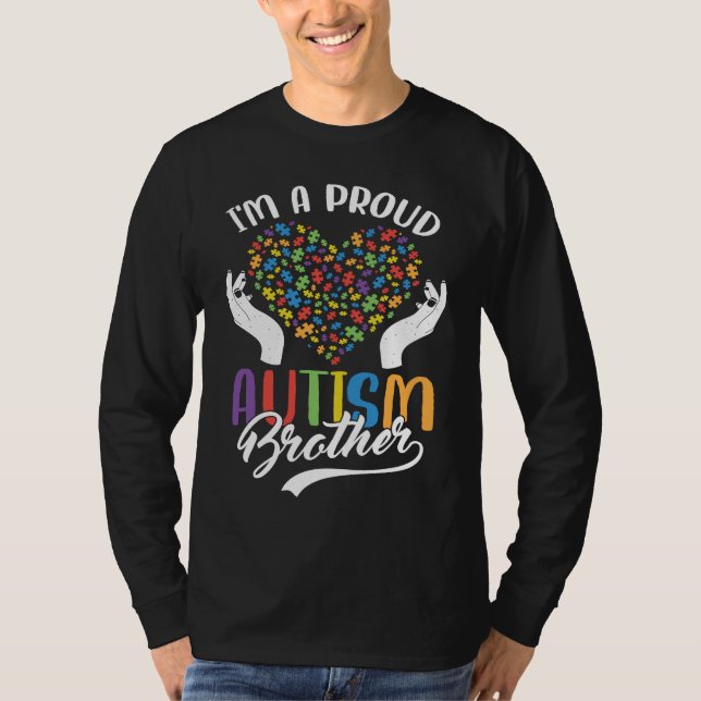 Camiseta I'm A Proud Autism Brother Autism Puzzle Heart Awa (Frente)
