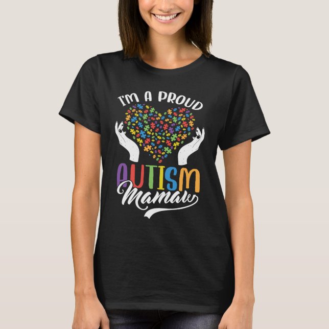 Camiseta I'm A Proud Autism Mamaw Autism Puzzle Heart Aware (Frente)