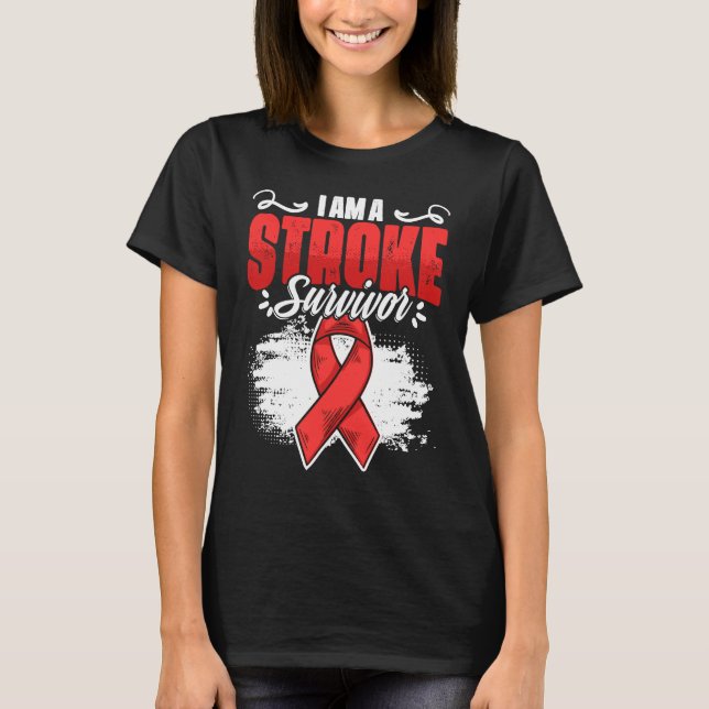 Camiseta I'm A Stroke Survivor Red Ribbon Stroke Awareness  (Frente)