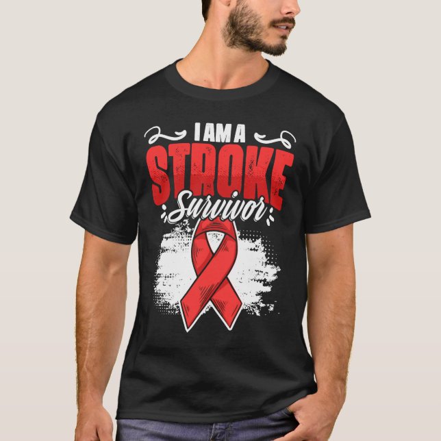 Camiseta I'm A Stroke Survivor Red Ribbon Stroke Awareness  (Frente)