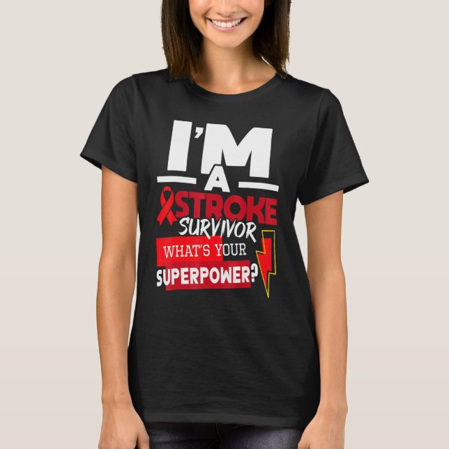 Camiseta I'm A Stroke Survivor  Stroke Awareness Red Ribbon (Frente)