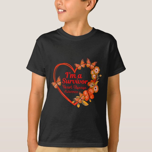 Camiseta I'm A Survivor Heart Disease Awareness Red Butterf (Frente)