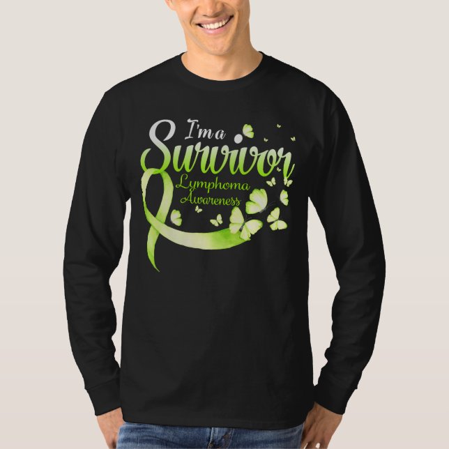 Camiseta I'm A Survivor Lymphoma Awareness Butterfly Ribbon (Frente)