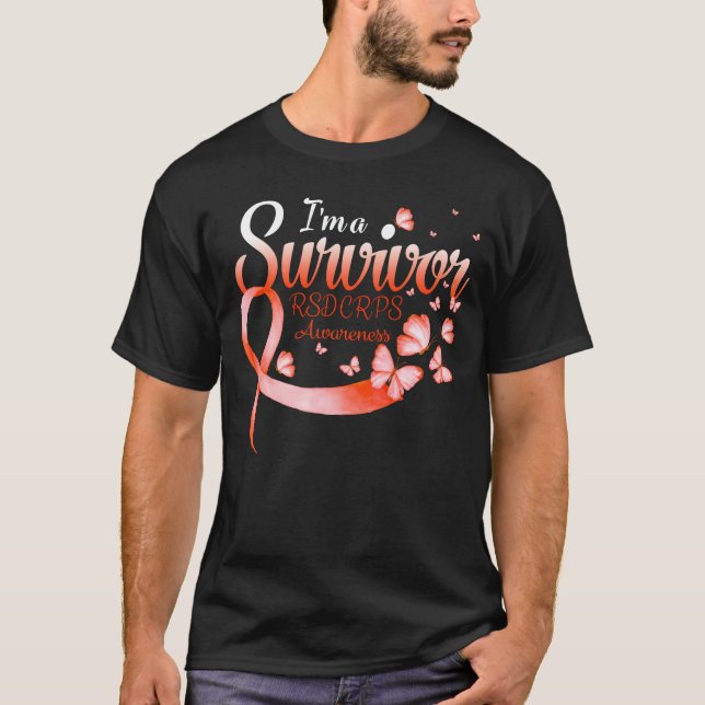 Camiseta I'm A Survivor RSD CRPS Awareness Butterfly Ribbon (Frente)