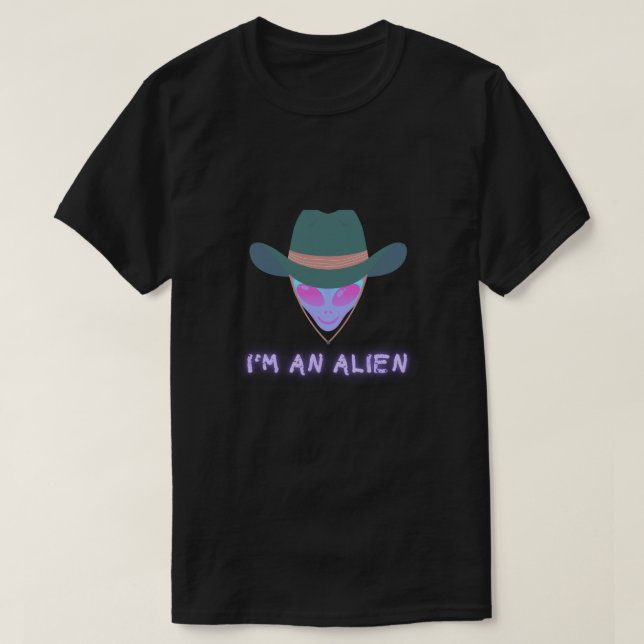 Camiseta "I'M AN ALIEN" Tshirt - Cowboy (Frente do Design)