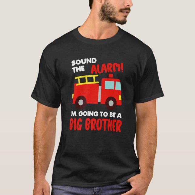 Camiseta Im Going To Be A Big Brother  Firetruck Baby Revea (Frente)