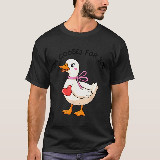 Camiseta I'm Goosey For You Coquette Valentine Goose  (Frente)