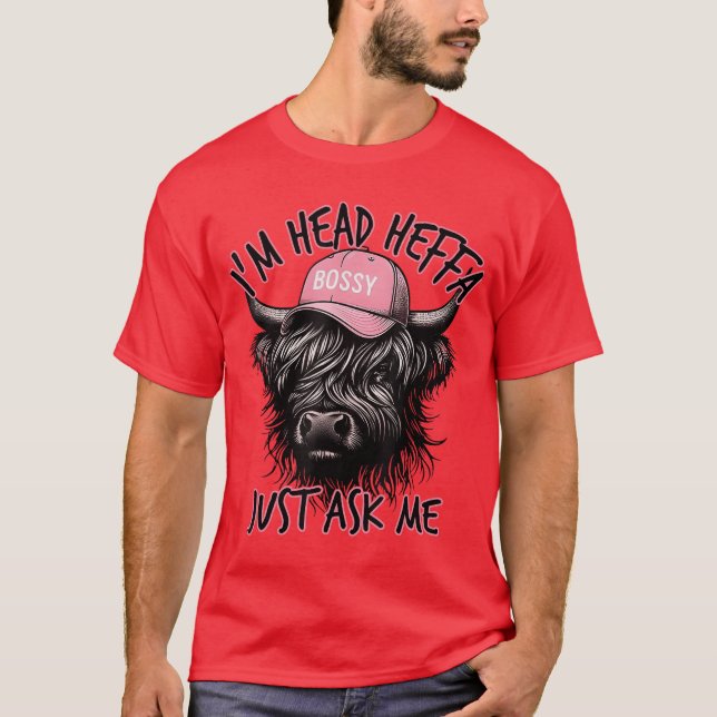 Camiseta Im Head Heffa Just Ask Me Bossy Highland Cow Baseb (Frente)