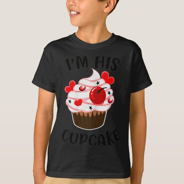 Camiseta I'm His Cupcake I'm Her Studmuffin Valentine Match (Frente)