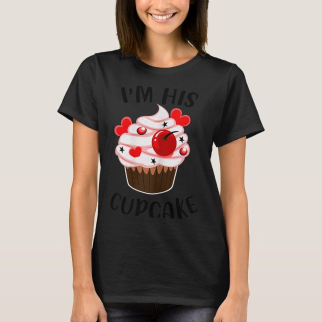 Camiseta I'm His Cupcake I'm Her Studmuffin Valentine Match (Frente)