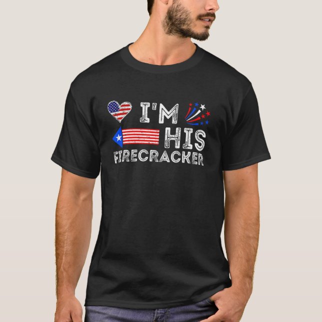 Camiseta I'm His Firecracker   Funny 4th Of July Us Flag Co (Frente)