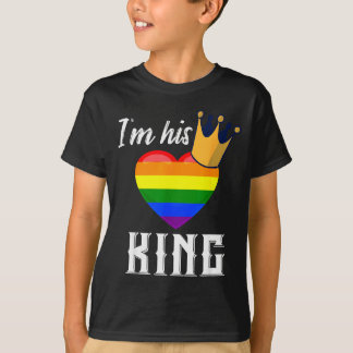 Camiseta Im His King - Lgbtq Rainbow Heart Gay Boyfriend