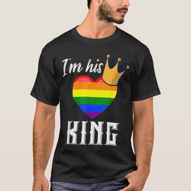 Camiseta Im His King - Lgbtq Rainbow Heart Gay Boyfriend  (Frente)